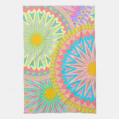 Überlappende Mandala Pink Blau Gelb Mint Lila Geschirrtuch (Vertikal)