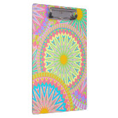 Überlappende Mandala Pink Blau Gelb Mint Lila Klemmbrett (Rechts)
