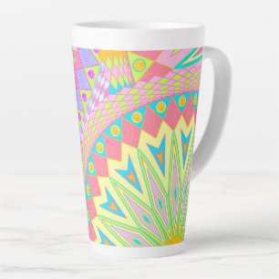 Überlappende Mandala Pink Blau Gelb Mint Lila Milchtasse