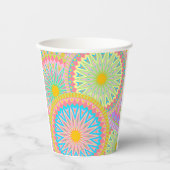 Überlappende Mandala Pink Blau Gelb Mint Lila Pappbecher (Vorderseite)