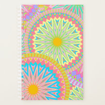 Überlappende Mandala Pink Blau Gelb Mint Lila