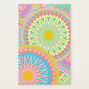 Überlappende Mandala Pink Blau Gelb Mint Lila Planer