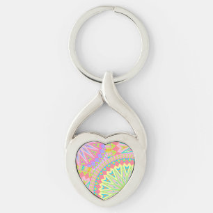 Überlappende Mandala Pink Blau Gelb Mint Lila Schlüsselanhänger