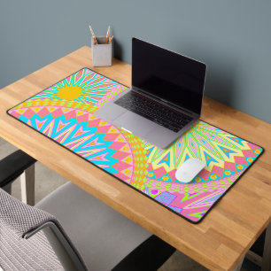 Überlappende Mandala Pink Blau Gelb Mint Lila Schreibtischunterlage