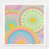 Überlappende Mandala Pink Blau Gelb Mint Lila Serviette (Vorderseite)