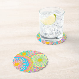 Überlappende Mandala Pink Blau Gelb Mint Lila Untersetzer