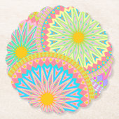 Überlappende Mandala Pink Blau Gelb Mint Lila Untersetzer (Vorderseite)