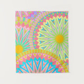 Überlappende Mandala Pink Blau Gelb Mint Lila Wandteppich (Vorderseite)