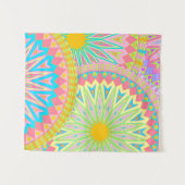 Überlappende Mandala Pink Blau Gelb Mint Lila Wandteppich (Vorderseite (Horizontal))