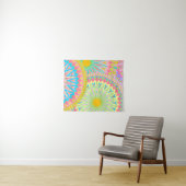 Überlappende Mandala Pink Blau Gelb Mint Lila Wandteppich (Beispiel (Horizontal))