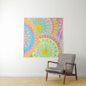 Überlappende Mandala Pink Blau Gelb Mint Lila Wandteppich (Beispiel (Horizontal))