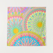 Überlappende Mandala Pink Blau Gelb Mint Lila Wandteppich (Vorderseite)