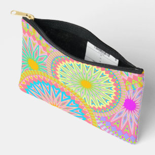 Überlappende Mandala Pink Blau Gelb Mint Lila Zubehörtasche
