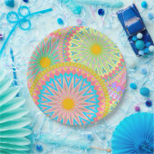 Überlappende Mandala Pink Blau Gelb Mint Violett Pappteller (Party)