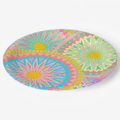 Überlappende Mandala Pink Blau Gelb Mint Violett Pappteller (Schrägansicht)