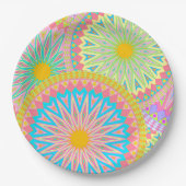 Überlappende Mandala Pink Blau Gelb Mint Violett Pappteller (Vorderseite)