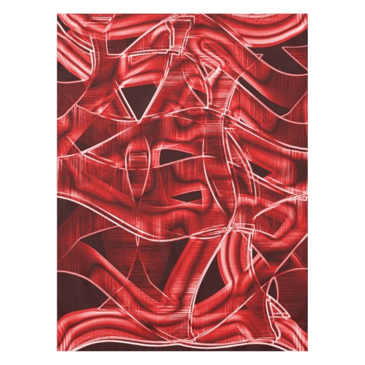 Überlappende rote Acrylbandüberreste Tischdecke (Vorderseite)