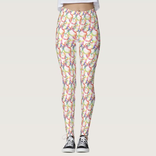Überlappendes abstraktes Herzen-Muster Leggings (Vorderseite)