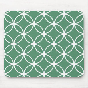 Überlappendes Kreismuster Sagegrün Weiß Mousepad