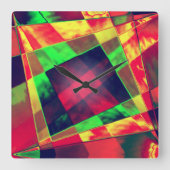 Überlappte und gerahmte Rechtecke Quadratische Wanduhr (Vorderseite)