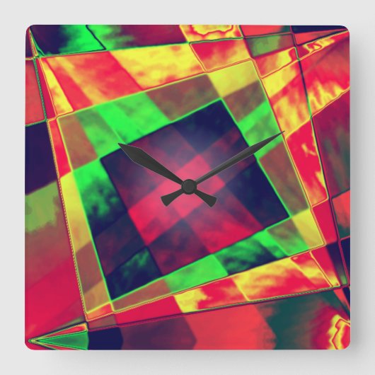 Überlappte und gerahmte Rechtecke Quadratische Wanduhr (Vorderseite)