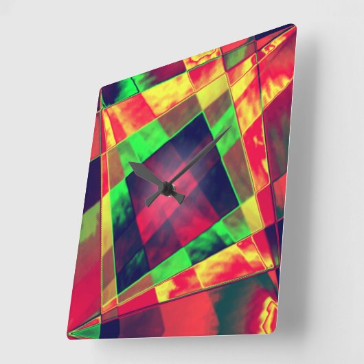 Überlappte und gerahmte Rechtecke Quadratische Wanduhr (Winkel)