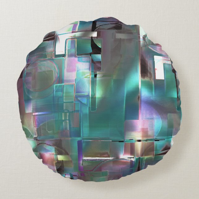 Überlappung des Gradienten grün und farbig in weic Rundes Kissen (Rückseite)