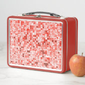 Überlappung von kleinen Quadraten, Rot- oder Koral Metall Brotdose (Beispiel)