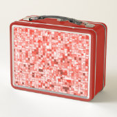 Überlappung von kleinen Quadraten, Rot- oder Koral Metall Brotdose (Rückseite)