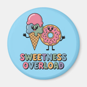 Überlastung der Süße   Donut & Ice Creme Kinder Magnet