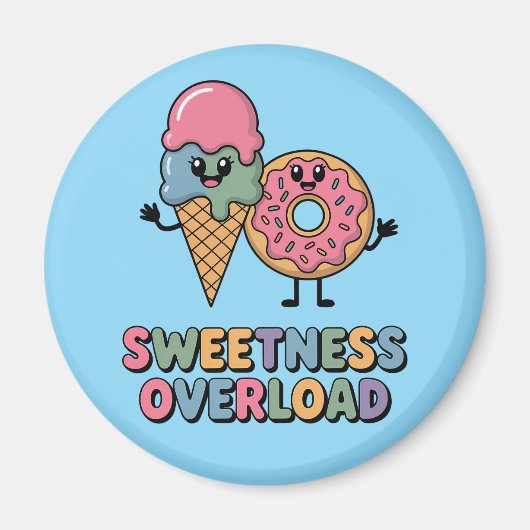 Überlastung der Süße | Donut & Ice Creme Kinder Magnet (Vorne)