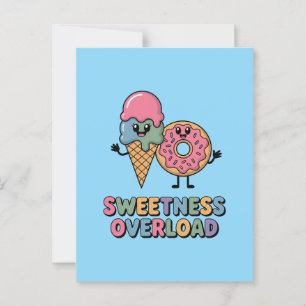 Überlastung der Süße   Donut & Ice Creme Kinder Postkarte