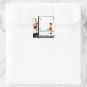 Überlaufende Badewanne Quadratischer Aufkleber (Tasche)