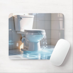 Überlaufende Toilette in einem weißen Badezimmer Mousepad