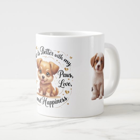 Überlaufene Päuse, Überfließende Liebe Tasse (Vorderseite Rechts)