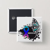 Überleben Abstrakter Schilddrüsenkrebs Button (Vorne & Hinten)