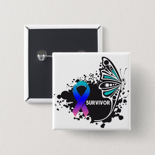 Überleben Abstrakter Schilddrüsenkrebs Button (Vorne & Hinten)