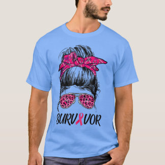 Überleben Brustkrebs Bewusstsein der Messy Bun Pin T-Shirt