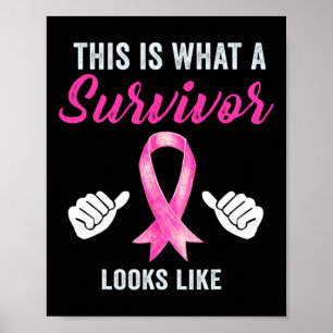 Überleben Brustkrebs Bewusstsein rosa Band Monat Poster