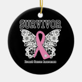 ÜBERLEBEN - Brustkrebs-Butterfly Keramikornament (Vorne)