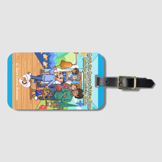 Überleben des Krebses Gepäckmarke Light Blue Borde Gepäckanhänger (Vorderseite (Horizontal))