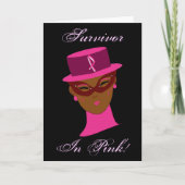 Überleben in rosa Brustkrebskarte Karte (Vorderseite)