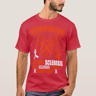 Überleben Multiple Sklerose Oronge Ribbon Herz m T-Shirt