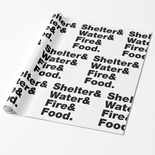 Überleben (Unterkunft & Wasser & Feuer & Nahrung) Geschenkpapier (Ungerollt)