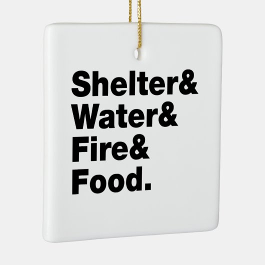 Überleben (Unterkunft & Wasser & Feuer & Nahrung) Keramikornament (Rechts)