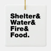 Überleben (Unterkunft & Wasser & Feuer & Nahrung) Keramikornament (Rückseite)