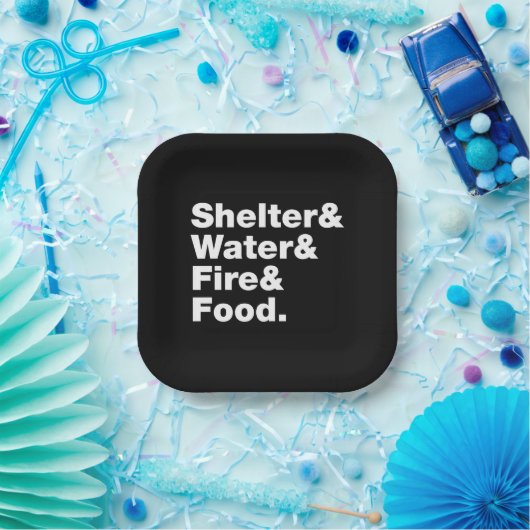 Überleben (Unterkunft & Wasser & Feuer & Nahrung) Pappteller (Party)