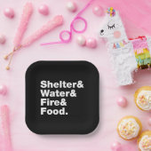 Überleben (Unterkunft & Wasser & Feuer & Nahrung) Pappteller (Party)