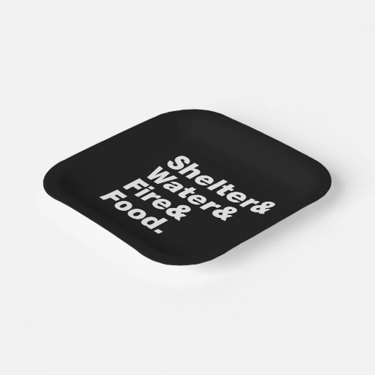 Überleben (Unterkunft & Wasser & Feuer & Nahrung) Pappteller (Gewinkelt)