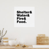 Überleben (Unterkunft & Wasser & Feuer & Nahrung) Poster (Küche)